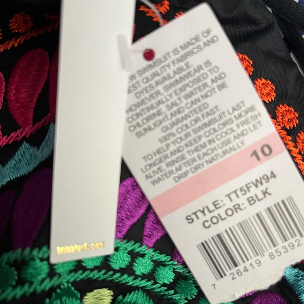 Trina Turk Baja Embroidered Side Tie  Bikini Bottoms- size 10 - NWT - Picture 4 of 4